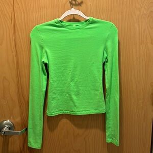 SKIMS Long Sleeve Cotton Jersey T-shirt Neon Green Size S